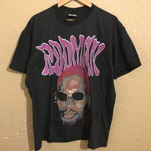 Dennis Rodman The Worm Colorful Pink Head T-Shirt XL Faded Black